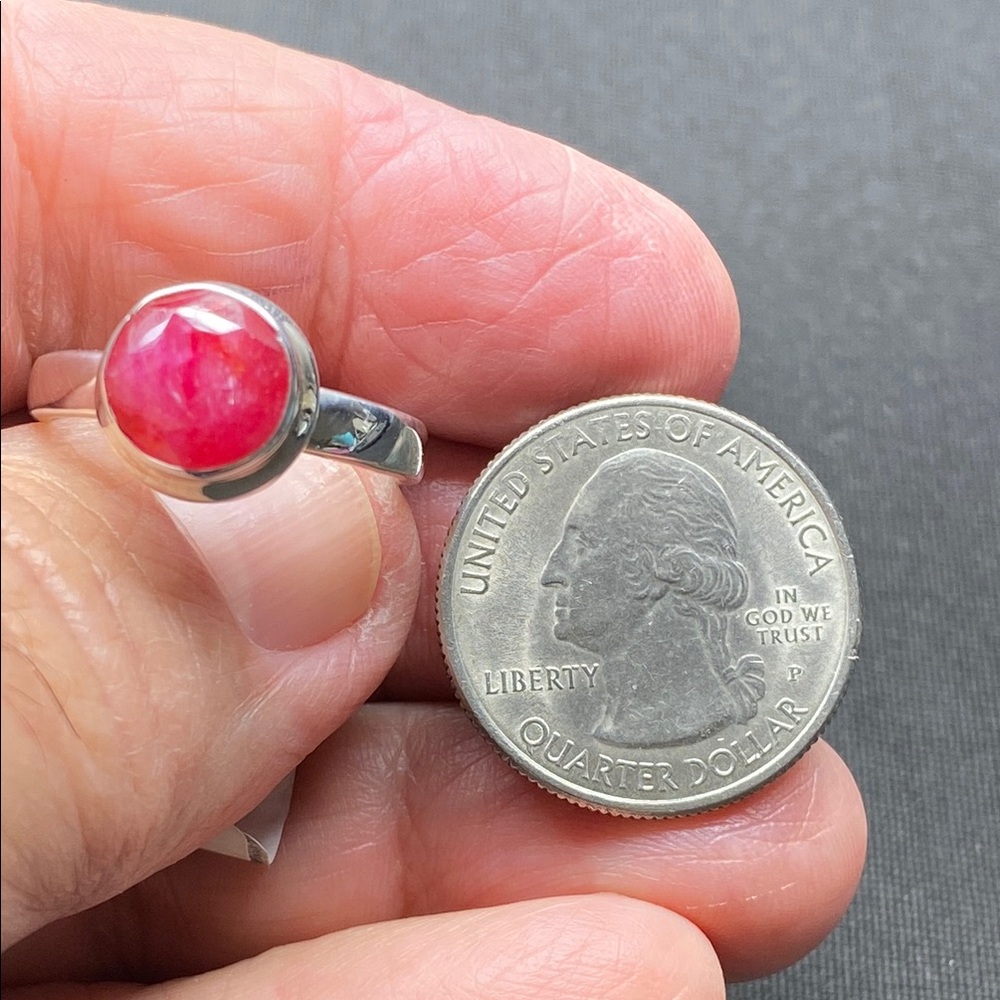 Ruby Ring Size 9 In Solid Sterling Silver 925 - image 7